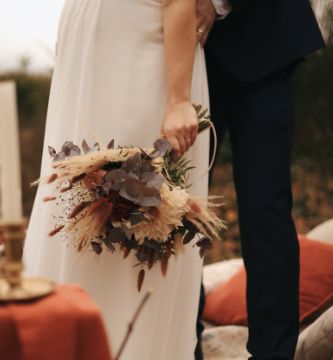 fleuriste lyon bouquet de mariée avec fleurs séchées