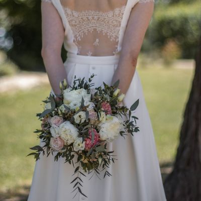 bouquet de mariée rose et blanc romantique et champêtre